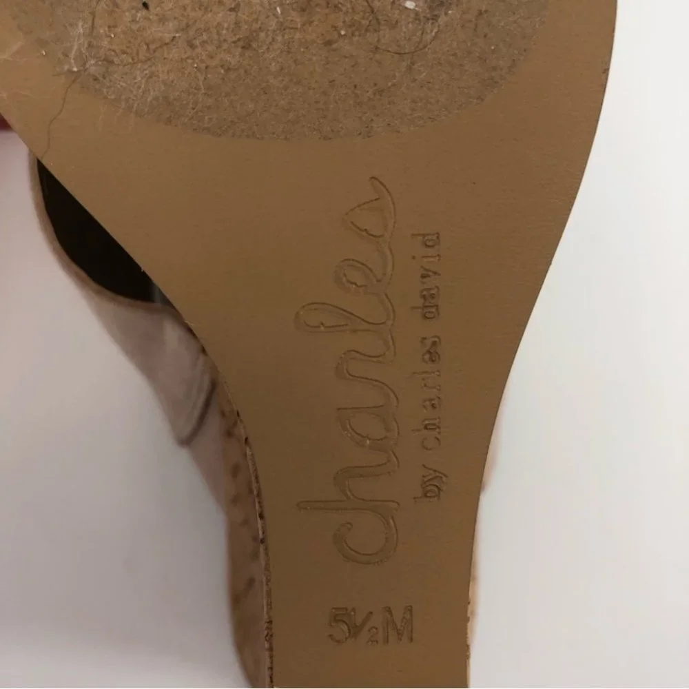 Charles David Cream Synthetic Wedges | High Heel Open Toe - Picture 7 of 7